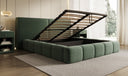 Designer upholstered bed Elise in textured fabric with storage space