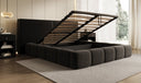 Designer upholstered bed Elise in textured fabric with storage space