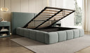 Designer upholstered bed Elise in textured fabric with storage space