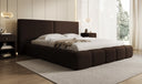 Designer upholstered bed Elise in teddy bouclé with storage