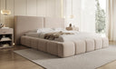 Designer upholstered bed Elise in textured fabric with storage space