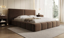 Designer upholstered bed Elise in textured fabric with storage space