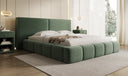 Designer upholstered bed Elise in textured fabric with storage space