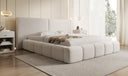 Designer upholstered bed Elise in textured fabric with storage space