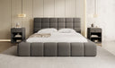 Designer upholstered bed Marshmallow in teddy bouclé with storage space