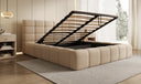 Designer upholstered bed Marshmallow in teddy bouclé with storage space