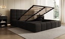 Designer upholstered bed Marshmallow in teddy bouclé with storage space