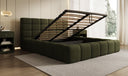 Designer upholstered bed Marshmallow in teddy bouclé with storage space