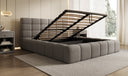 Designer upholstered bed Marshmallow in teddy bouclé with storage space