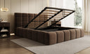 Designer upholstered bed Marshmallow in textured fabric with storage space