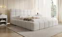 Designer upholstered bed Marshmallow in teddy bouclé with storage space