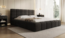 Designer upholstered bed Marshmallow in teddy bouclé with storage space