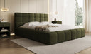 Designer upholstered bed Marshmallow in teddy bouclé with storage space