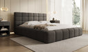 Designer upholstered bed Marshmallow in teddy bouclé with storage space