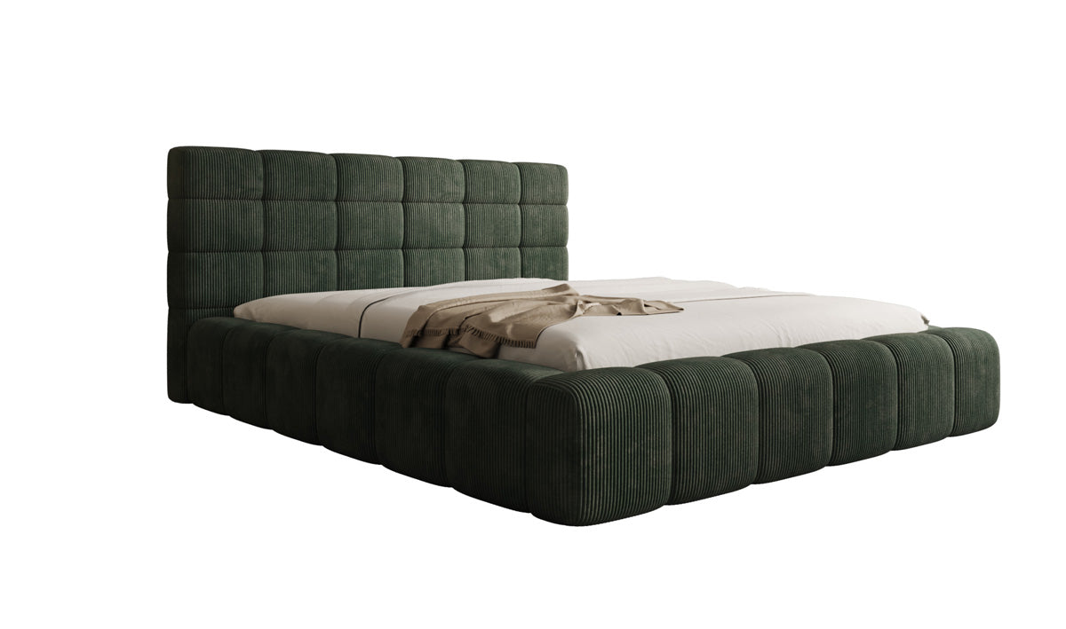 Designer upholstered bed Marshmallow in Corduroy with storage