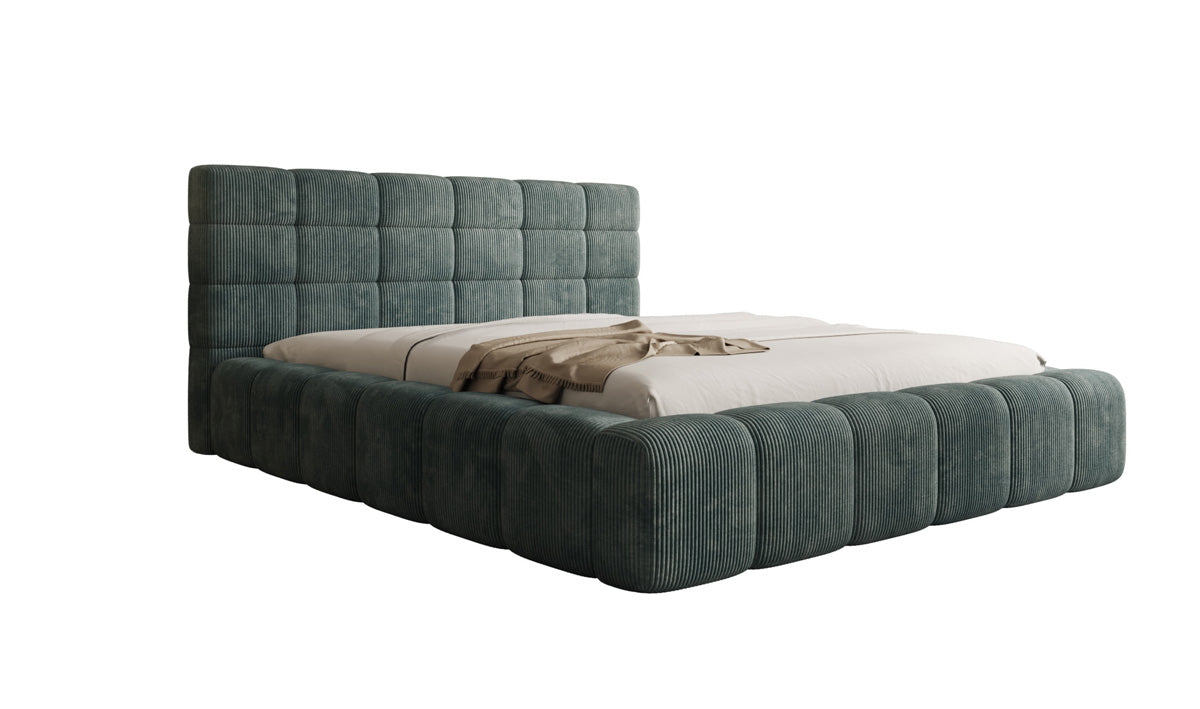 Designer upholstered bed Marshmallow in Corduroy with storage