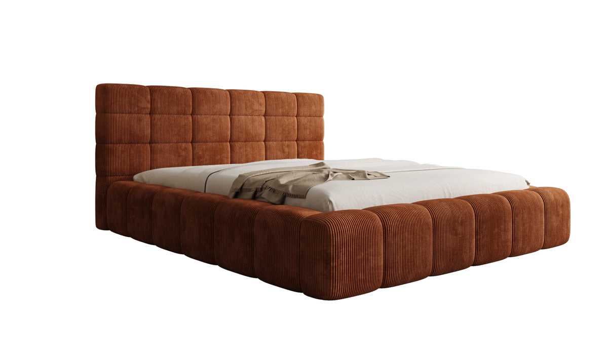 Designer upholstered bed Marshmallow in Corduroy with storage