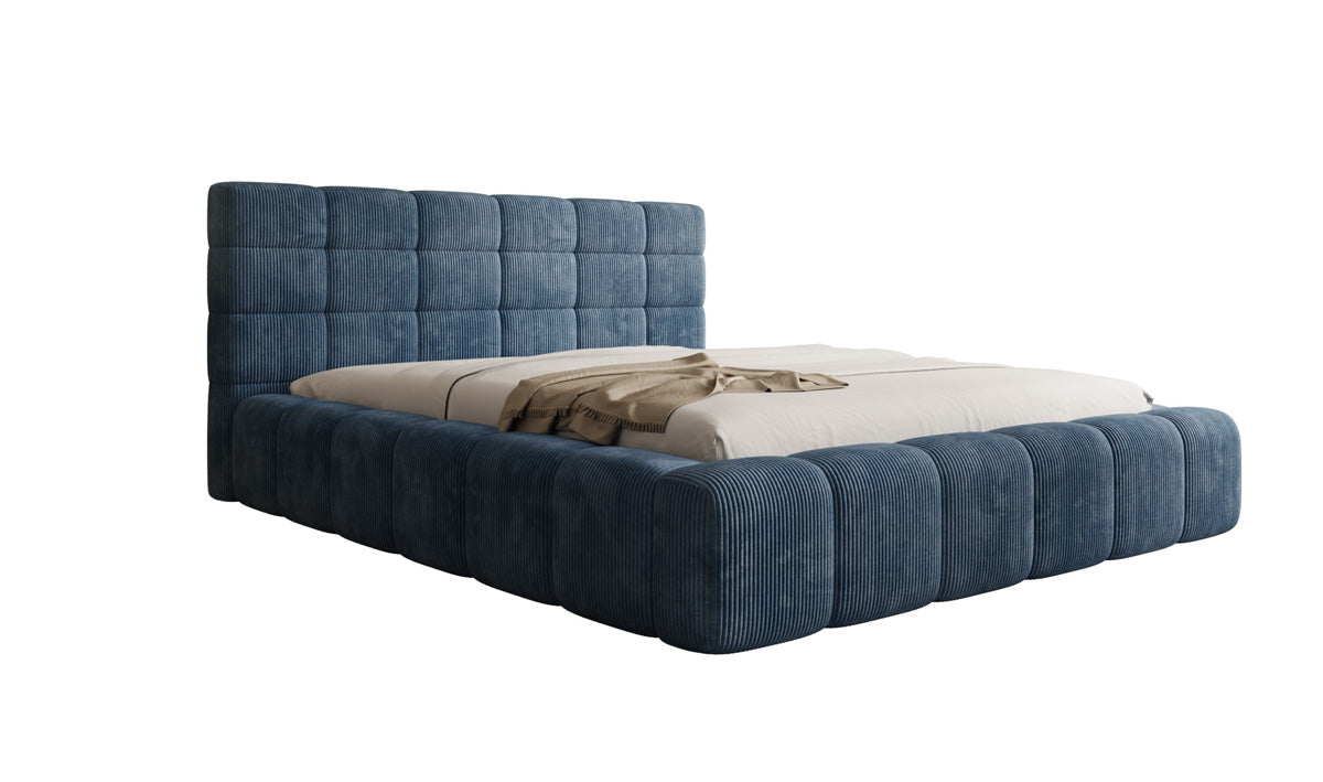Designer upholstered bed Marshmallow in Corduroy with storage