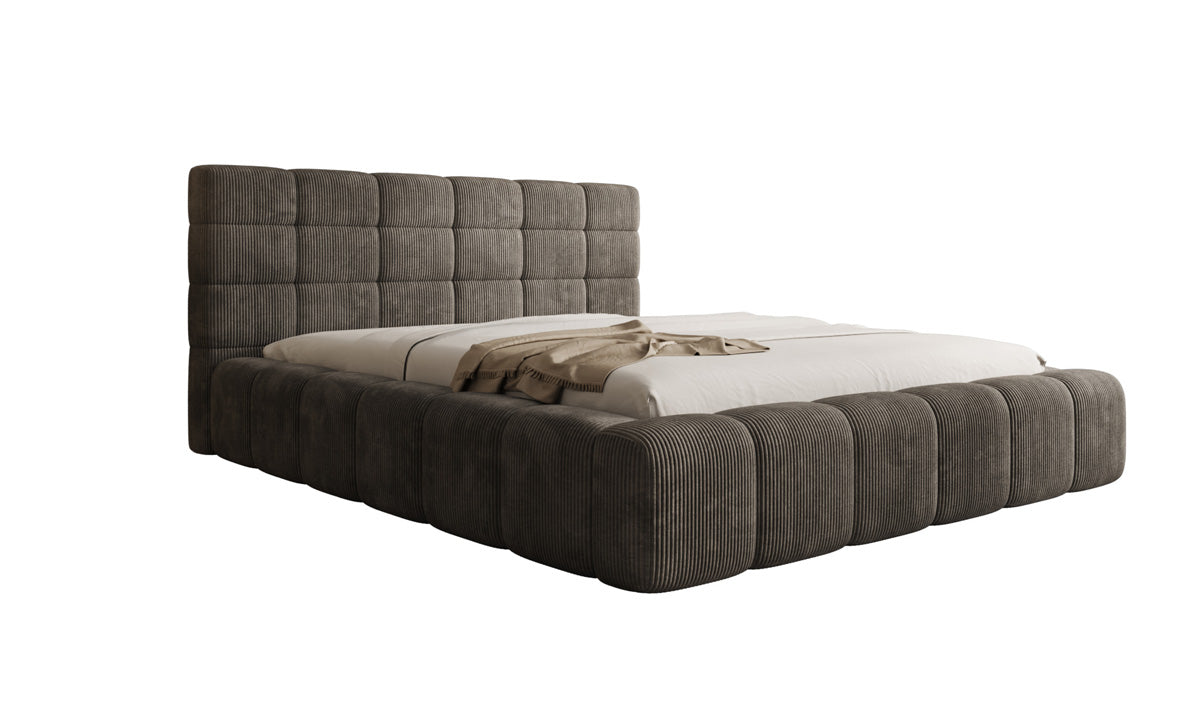 Designer upholstered bed Marshmallow in Corduroy with storage