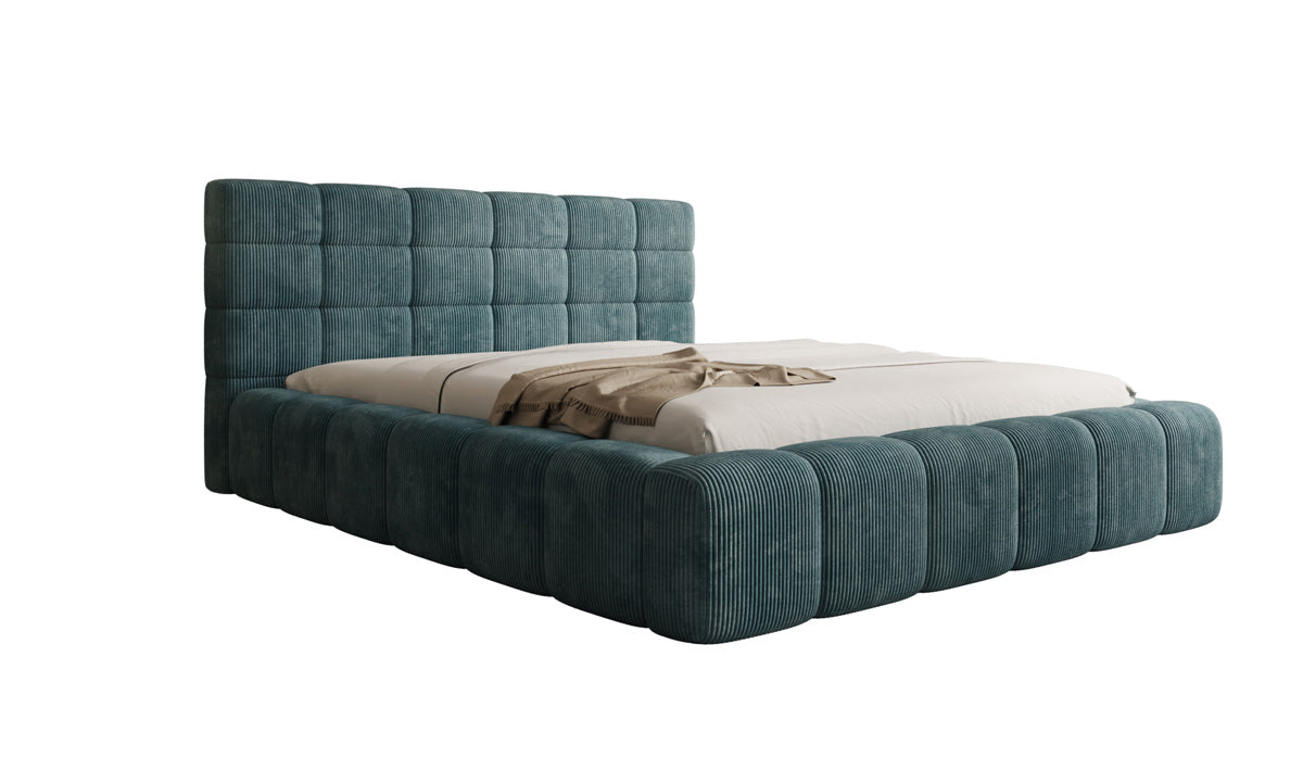 Designer upholstered bed Marshmallow in Corduroy with storage