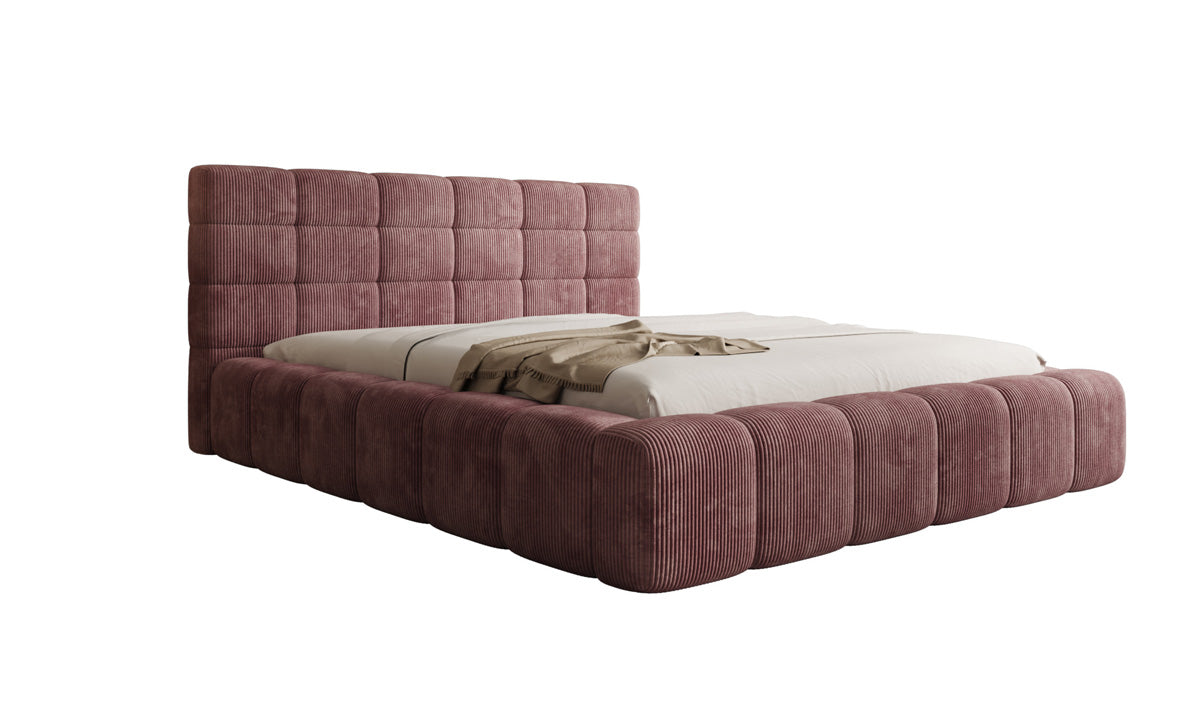 Designer upholstered bed Marshmallow in Corduroy with storage