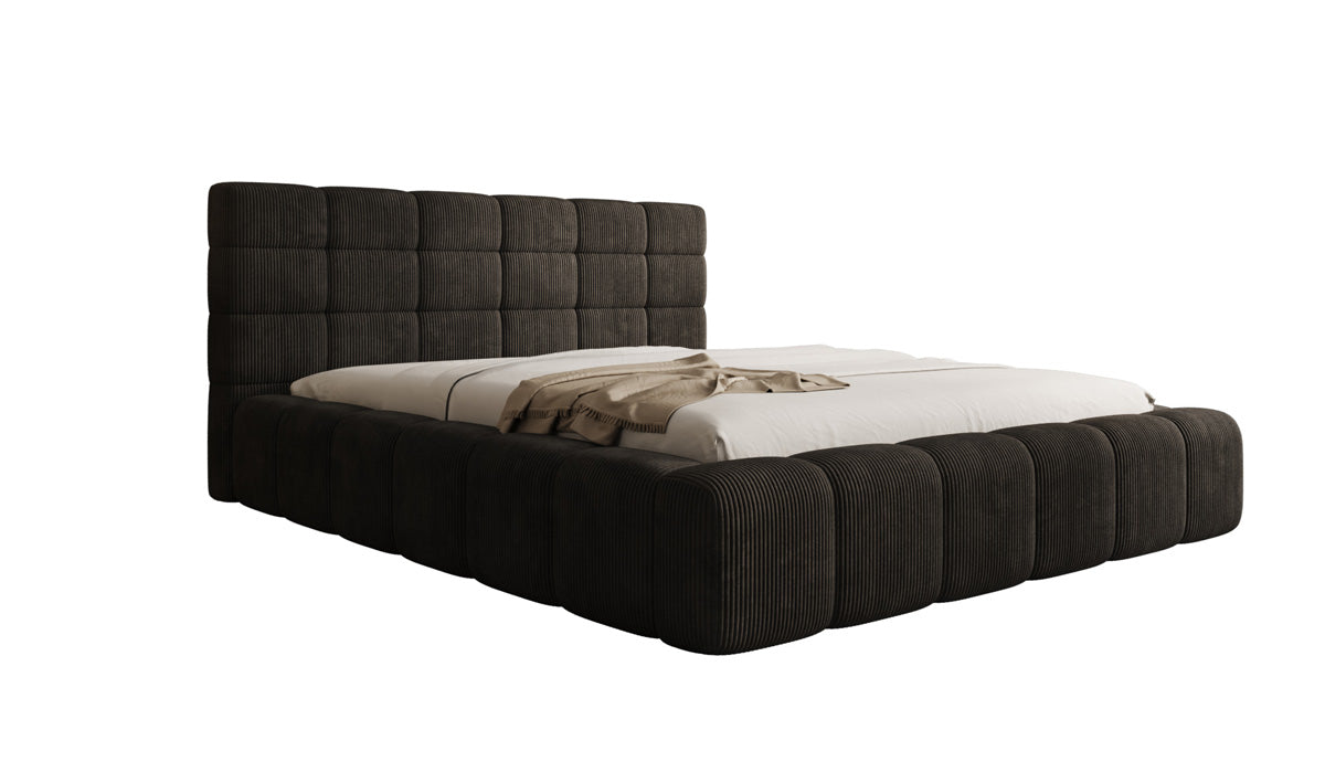 Designer upholstered bed Marshmallow in Corduroy with storage