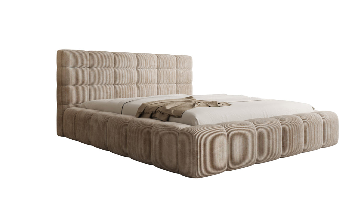 Designer upholstered bed Marshmallow in Corduroy with storage