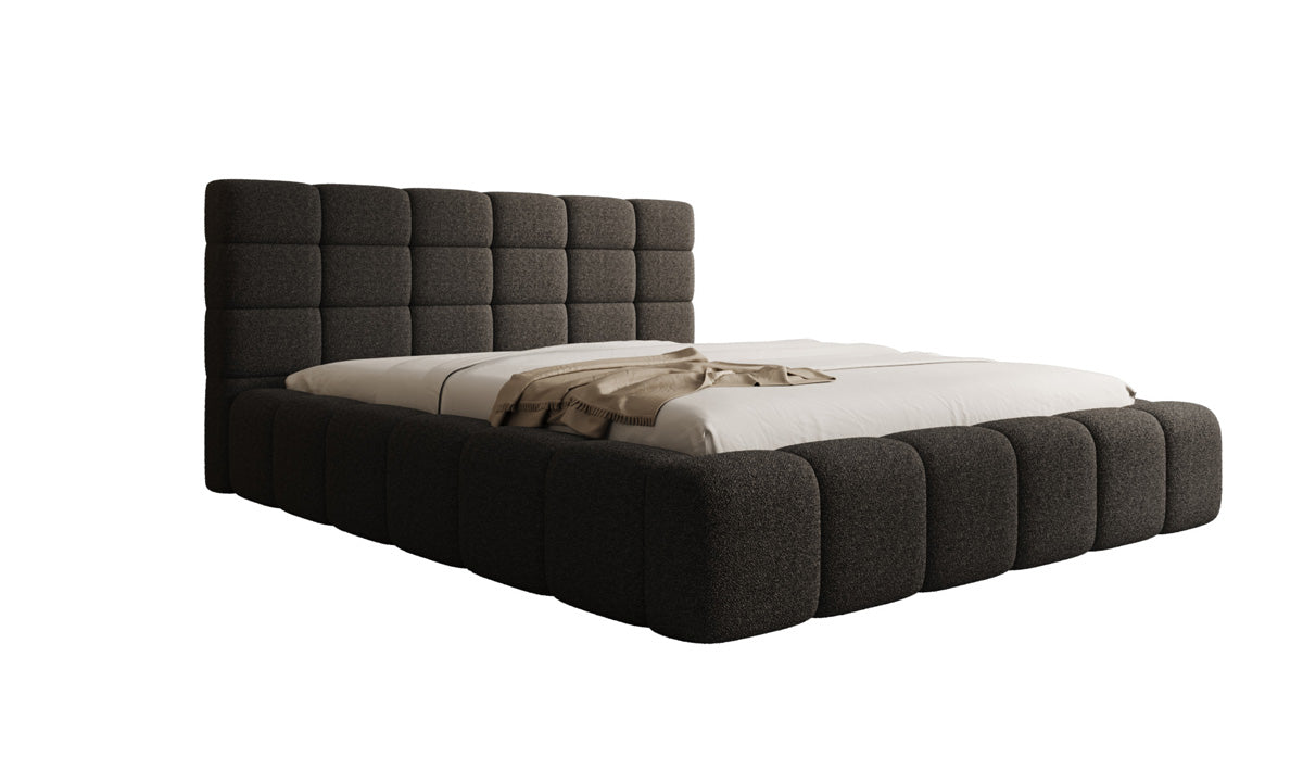 Designer Polsterbett Marshmallow in Teddy Bouclé mit Stauraum