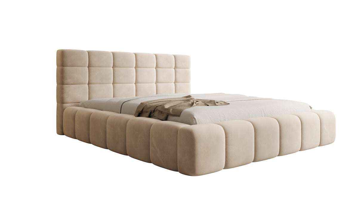Designer Upholstered Bed Marshmallow in Velvet with Storage Space