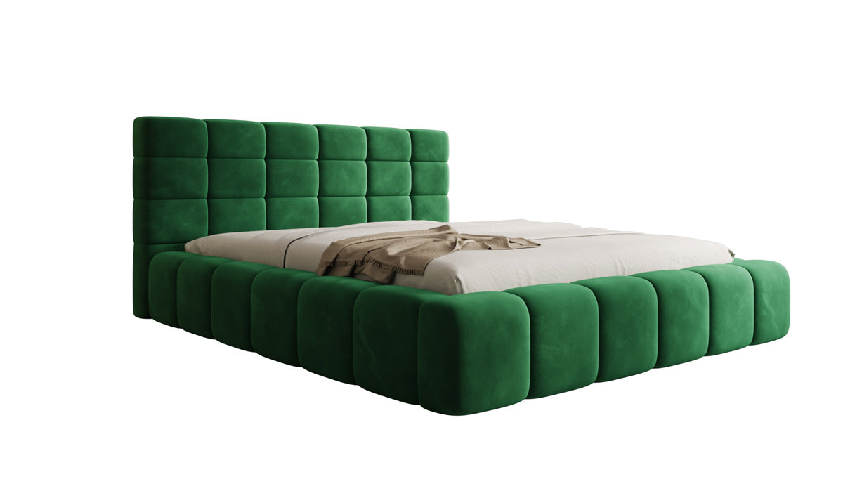 Designer Upholstered Bed Marshmallow in Velvet with Storage Space