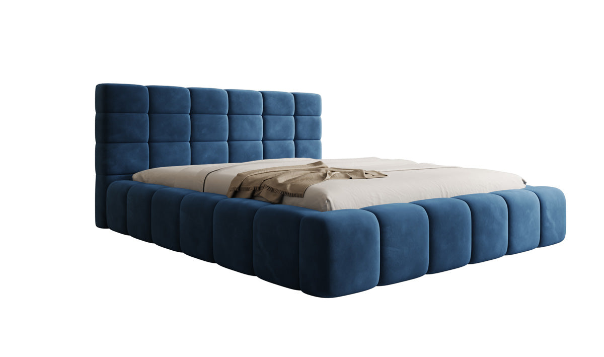 Designer Upholstered Bed Marshmallow in Velvet with Storage Space