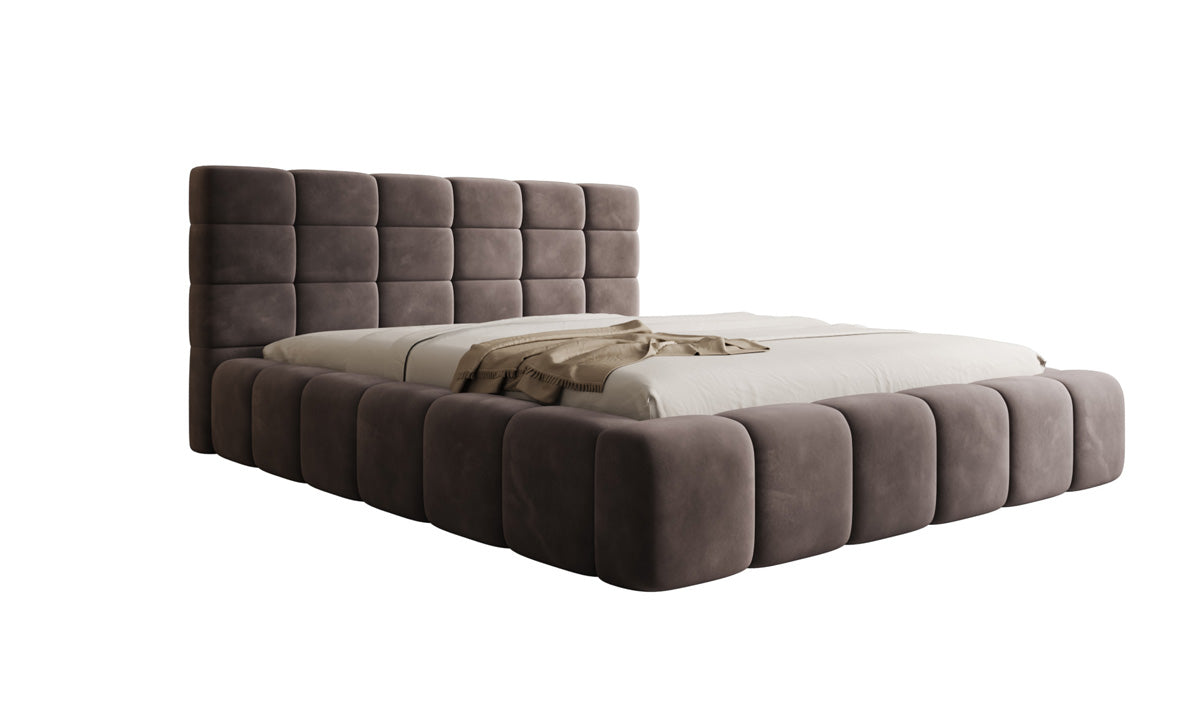 Designer Upholstered Bed Marshmallow in Velvet with Storage Space