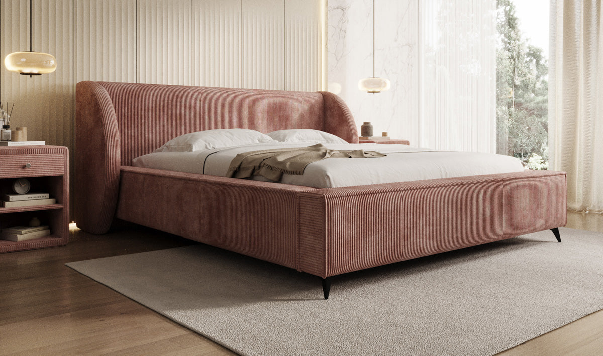 Designer Polsterbett Freya Cord mit Stauraum
