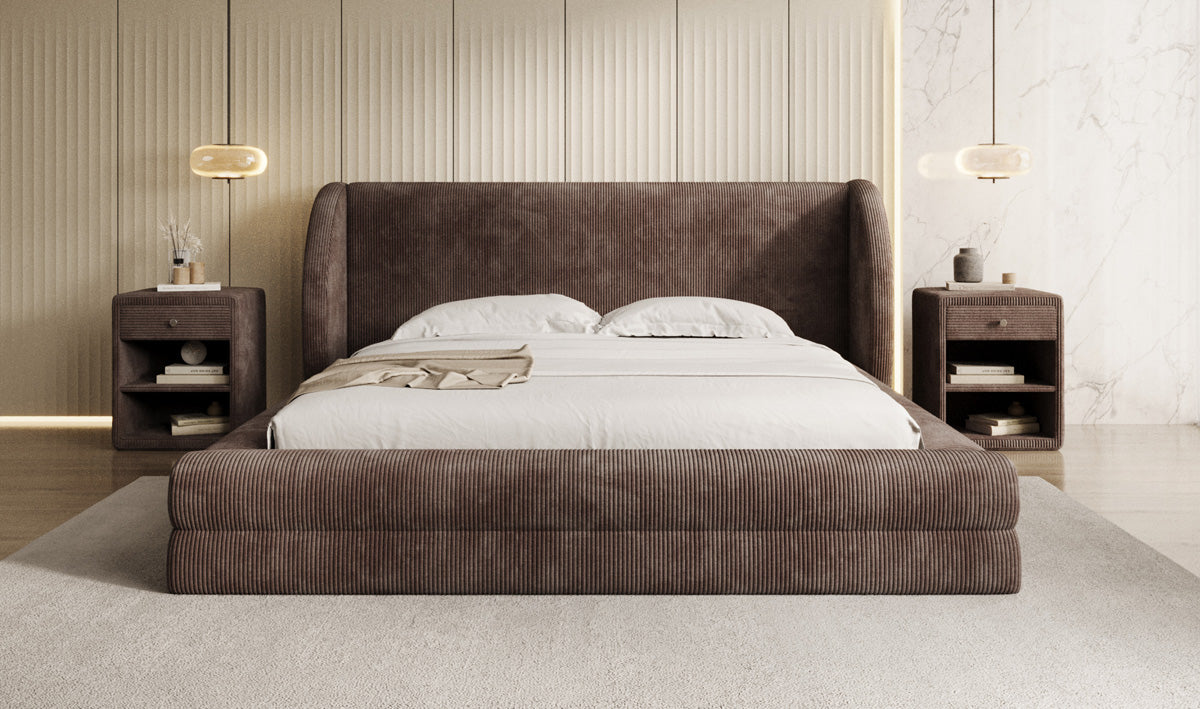 Designer Upholstered Bed Liv Corduroy with Storage