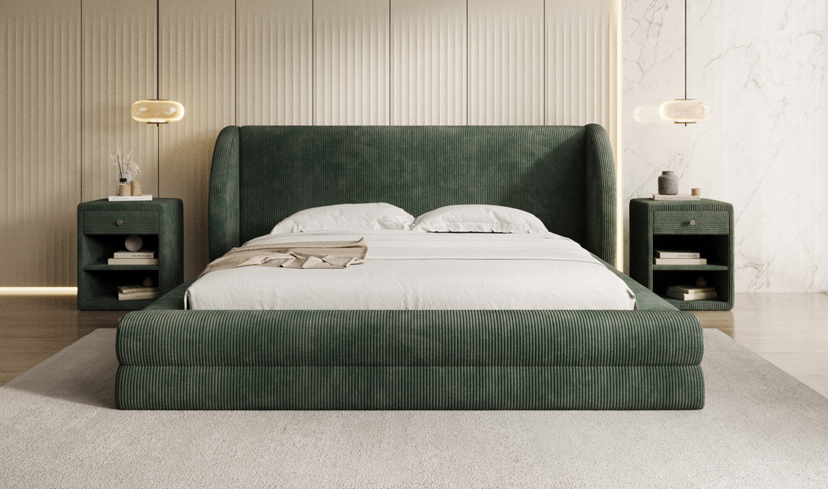 Designer Upholstered Bed Liv Corduroy with Storage