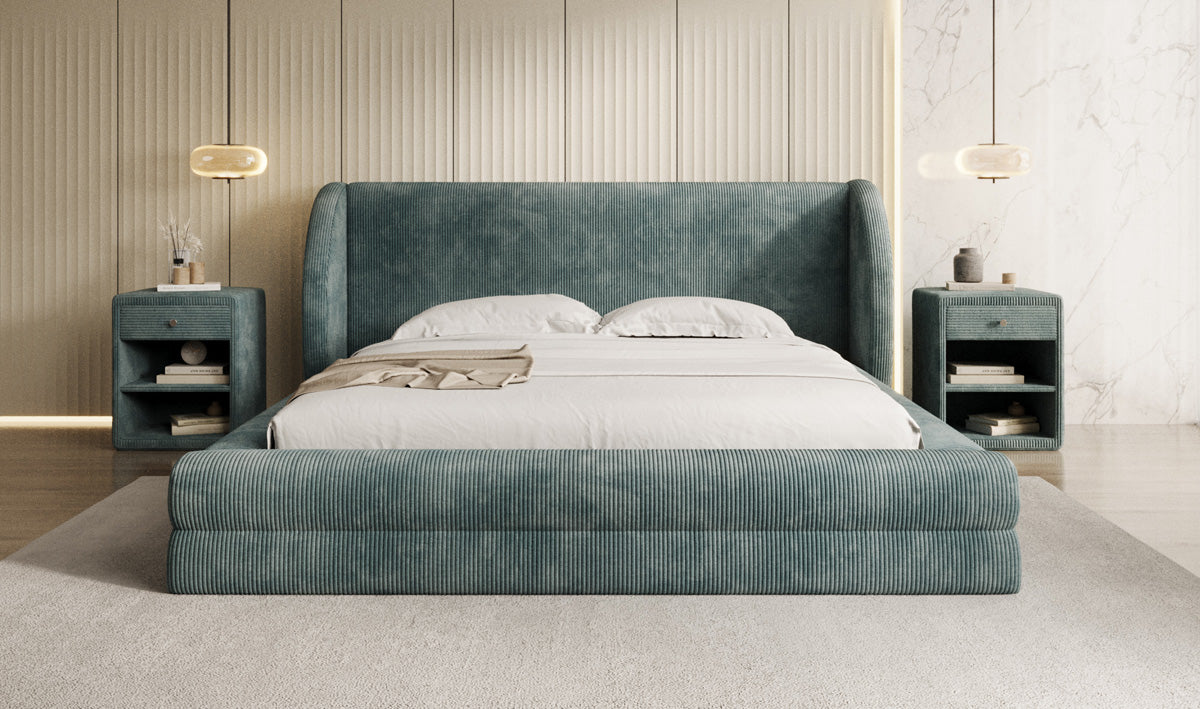Designer Upholstered Bed Liv Corduroy with Storage