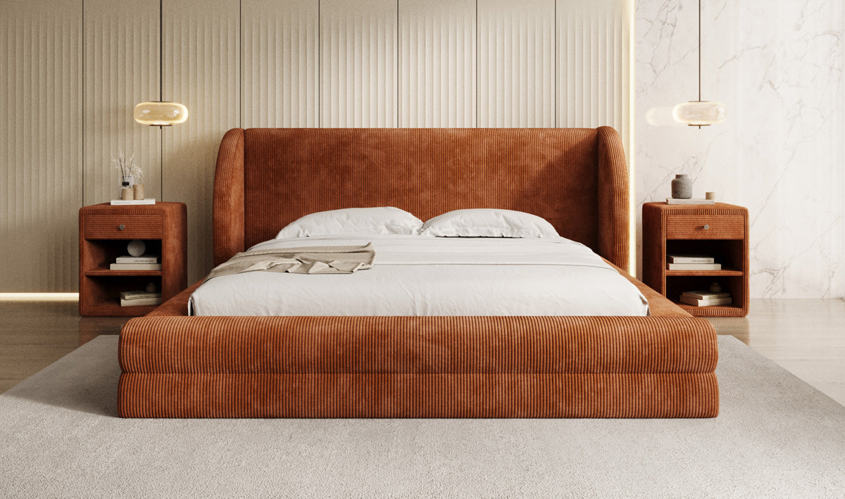 Designer Upholstered Bed Liv Corduroy with Storage