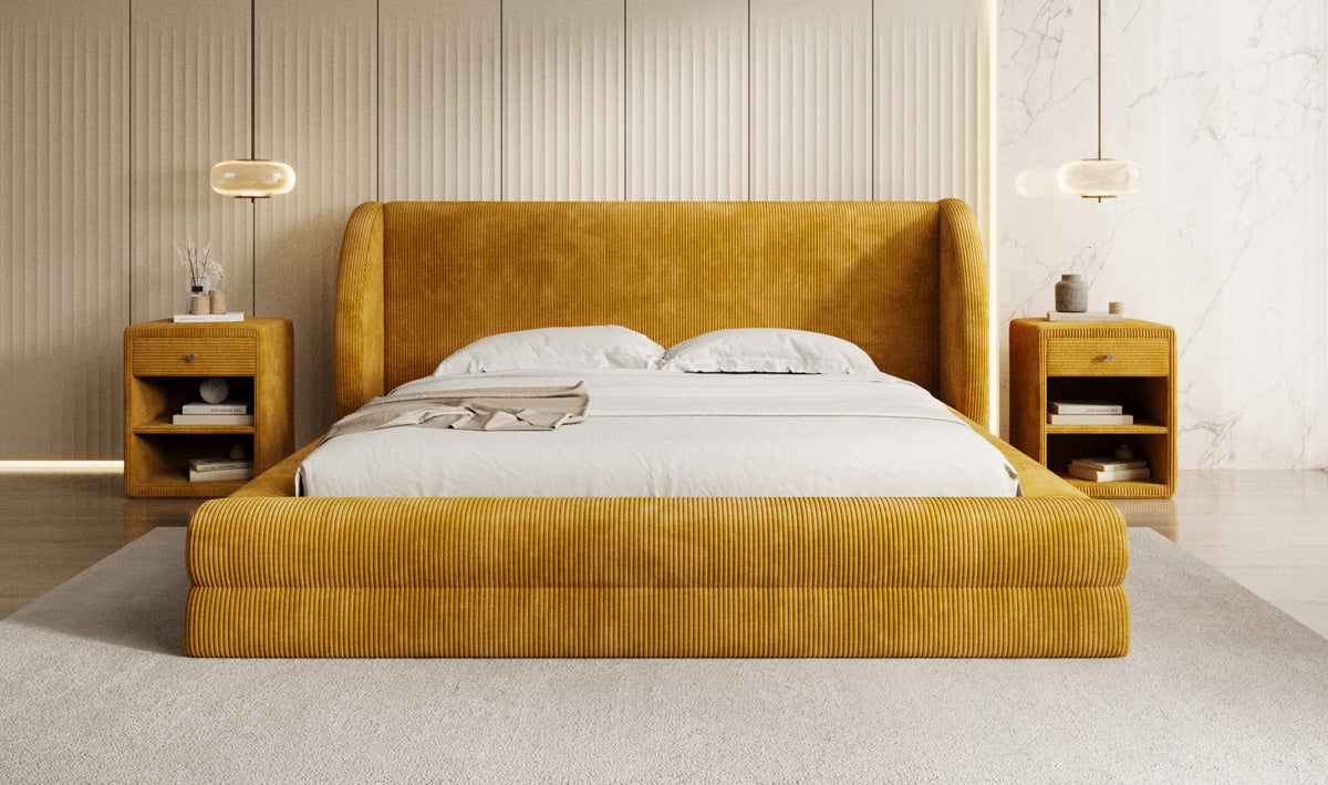 Designer Upholstered Bed Liv Corduroy with Storage