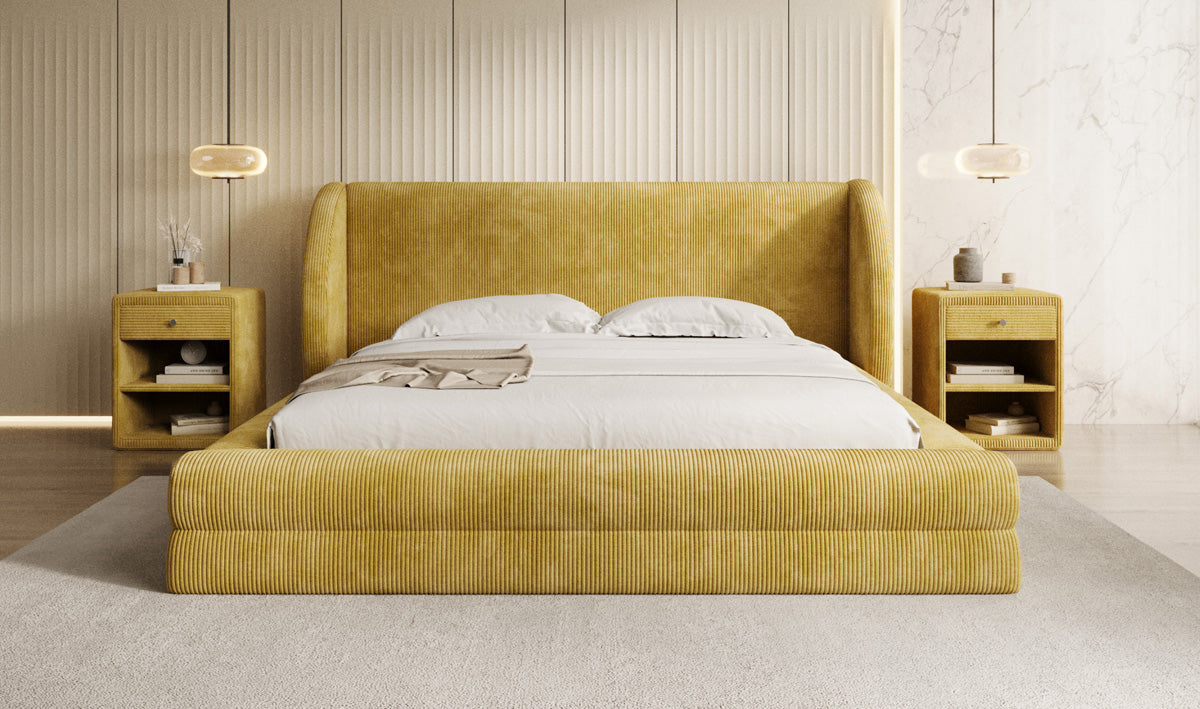 Designer Upholstered Bed Liv Corduroy with Storage