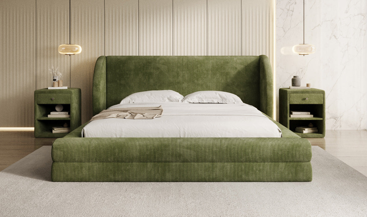 Designer Upholstered Bed Liv Corduroy with Storage