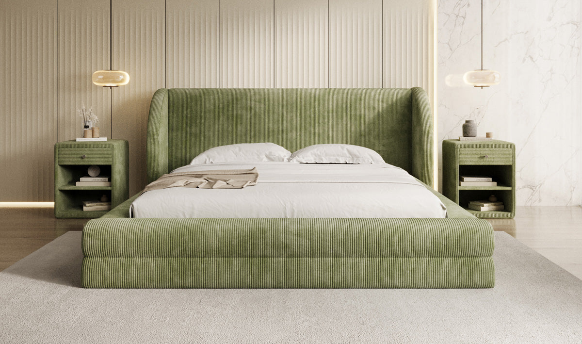 Designer Upholstered Bed Liv Corduroy with Storage