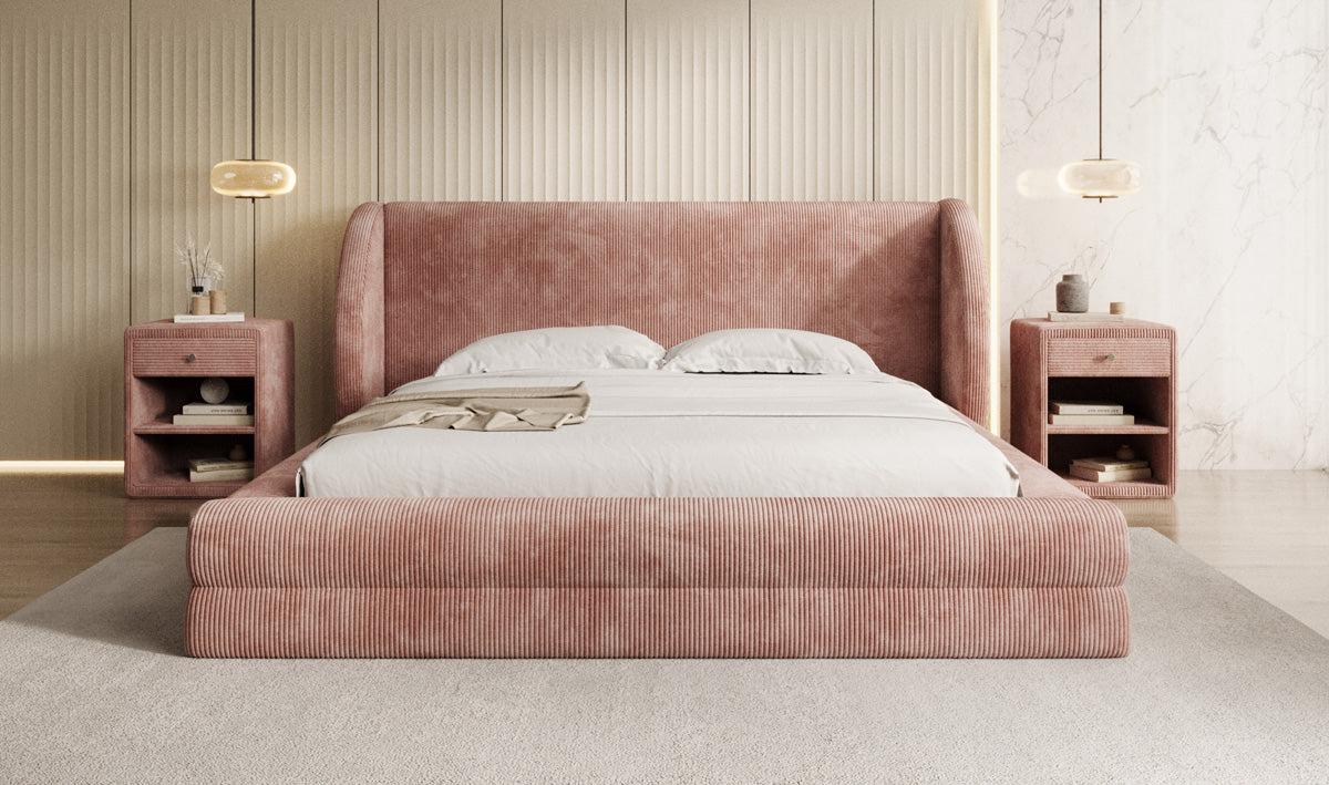 Designer Upholstered Bed Liv Corduroy with Storage