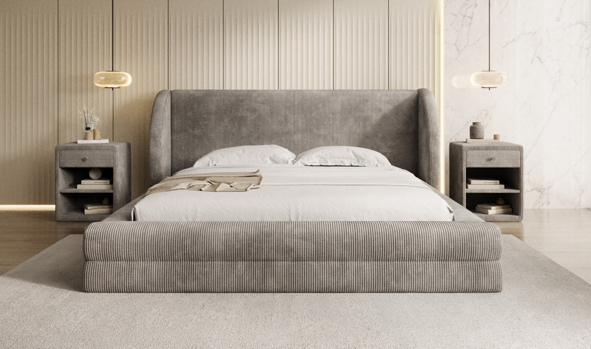 Designer Upholstered Bed Liv Corduroy with Storage