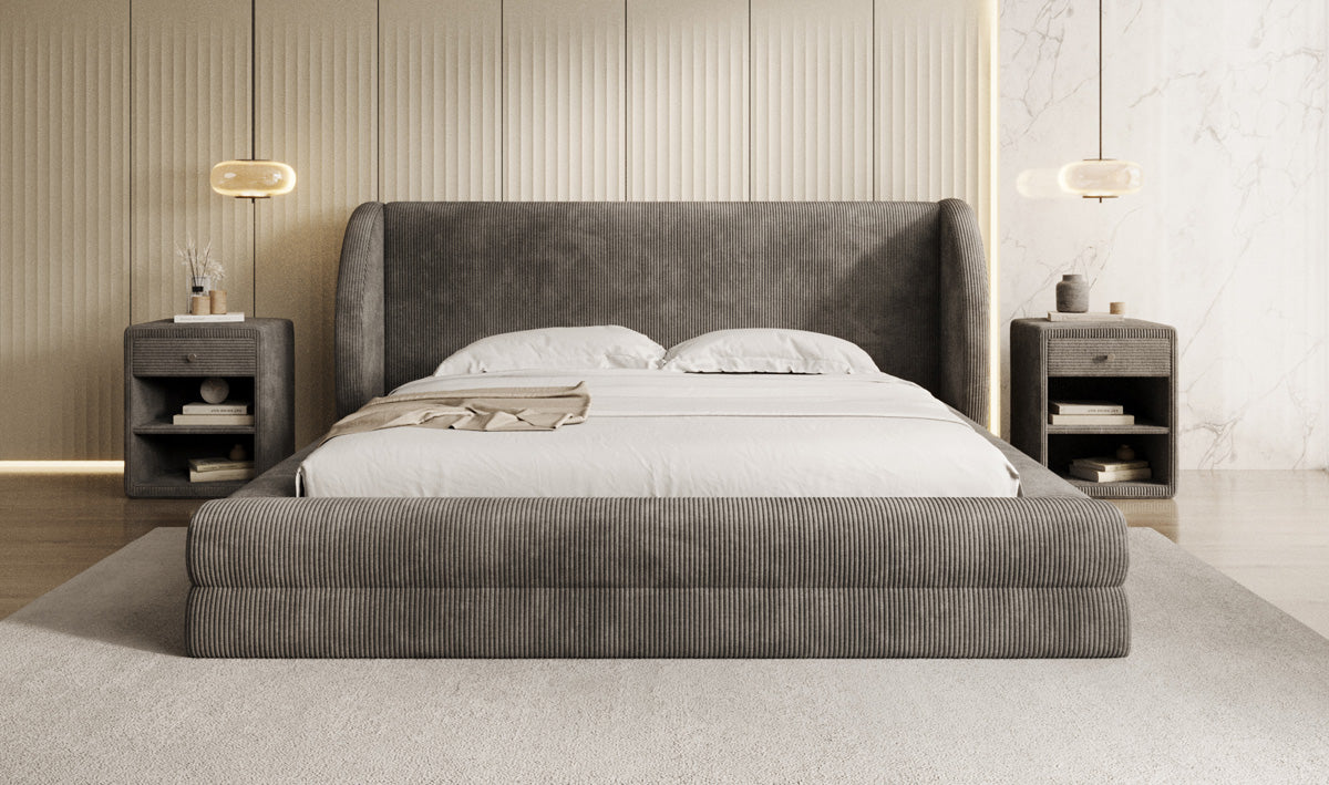 Designer Upholstered Bed Liv Corduroy with Storage