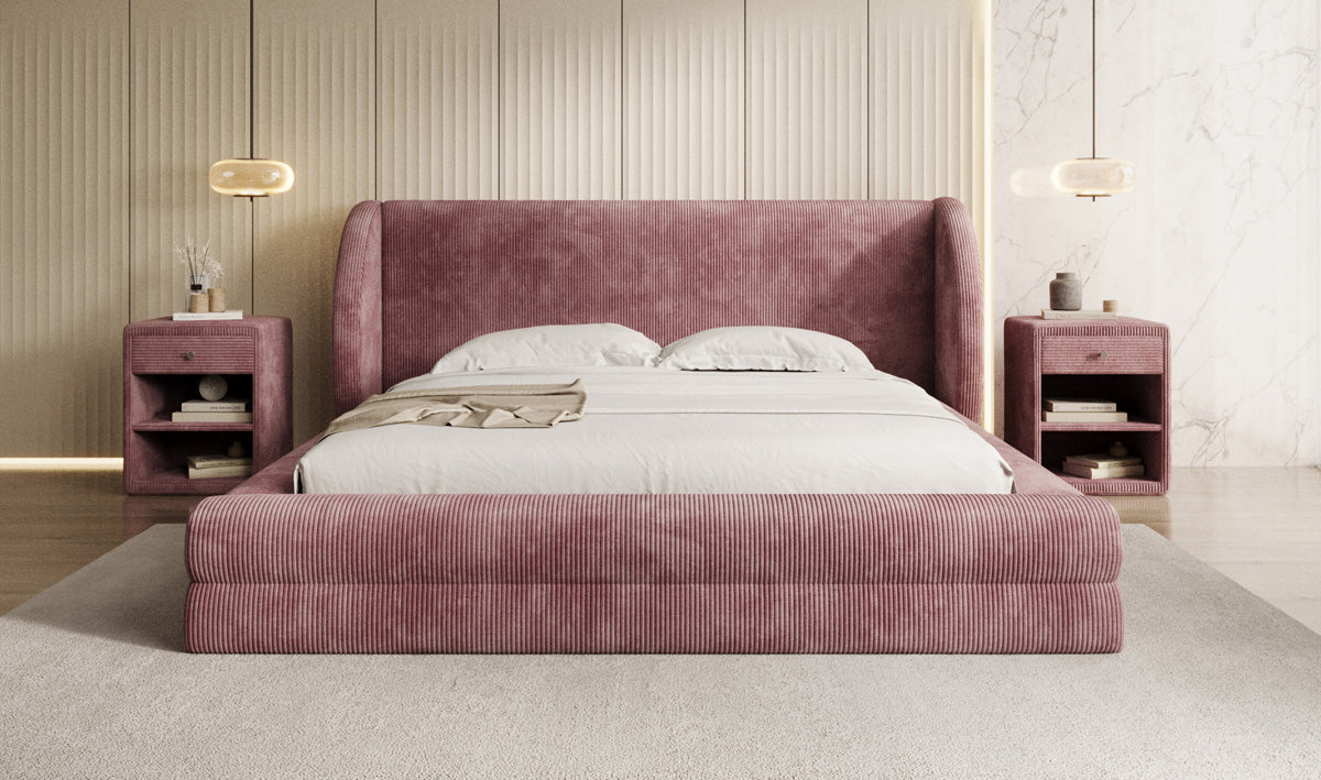 Designer Upholstered Bed Liv Corduroy with Storage