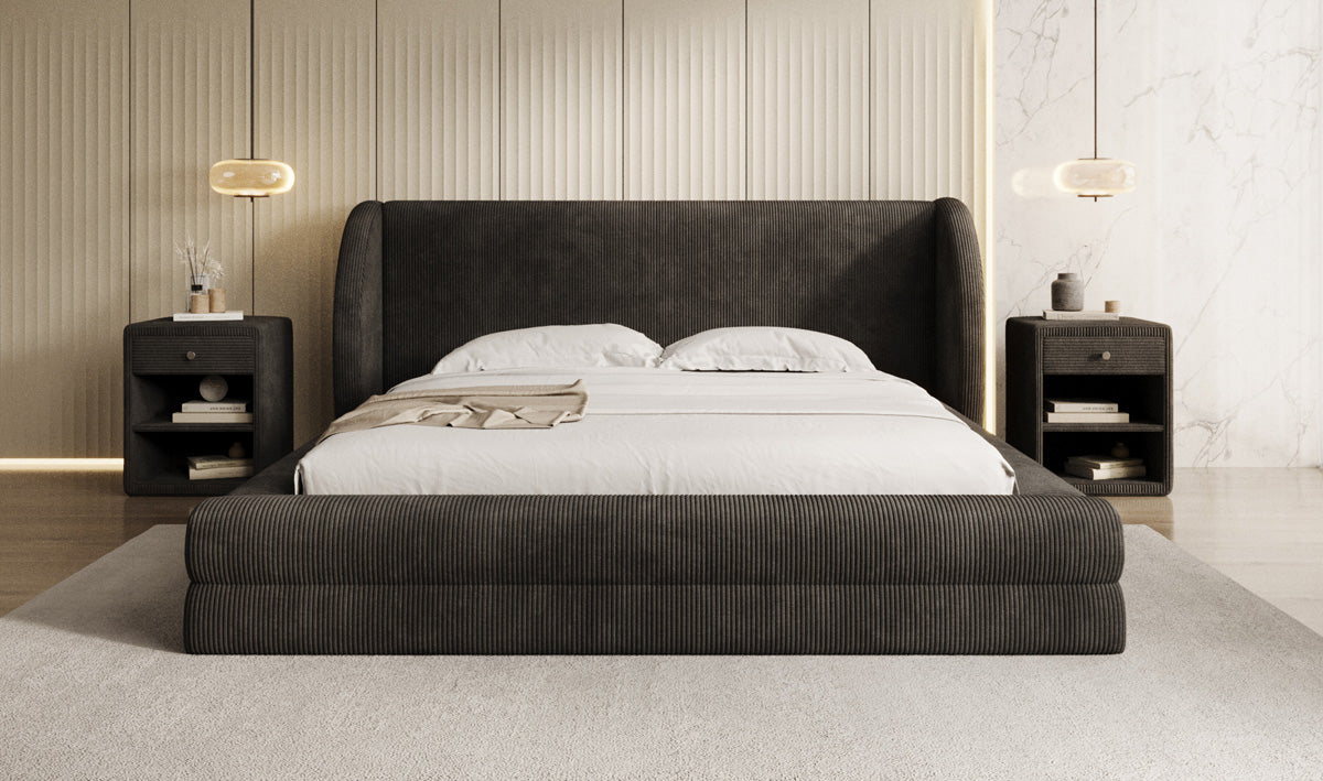 Designer Upholstered Bed Liv Corduroy with Storage