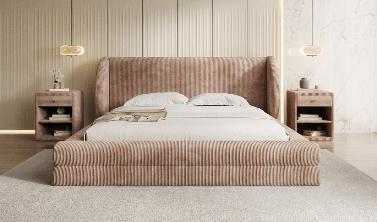 Designer Upholstered Bed Liv Corduroy with Storage