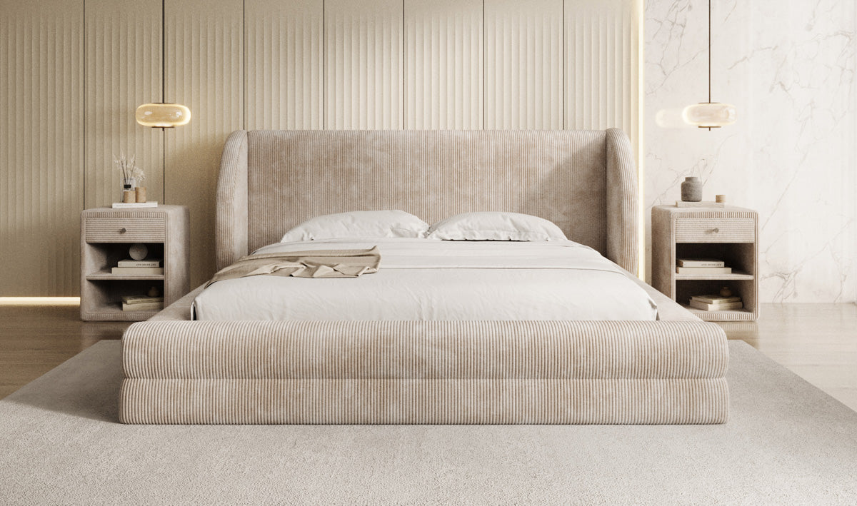 Designer Upholstered Bed Liv Corduroy with Storage