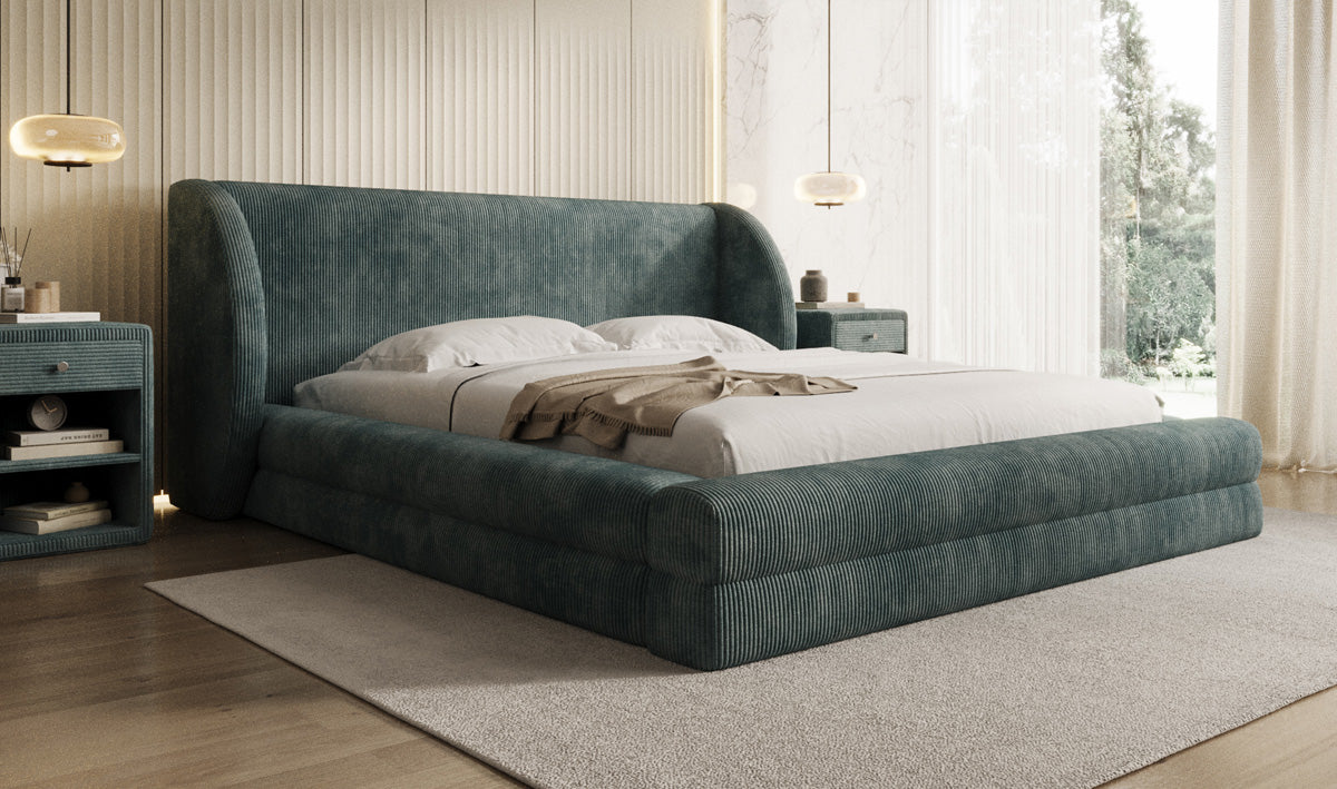 Designer Upholstered Bed Liv Corduroy with Storage