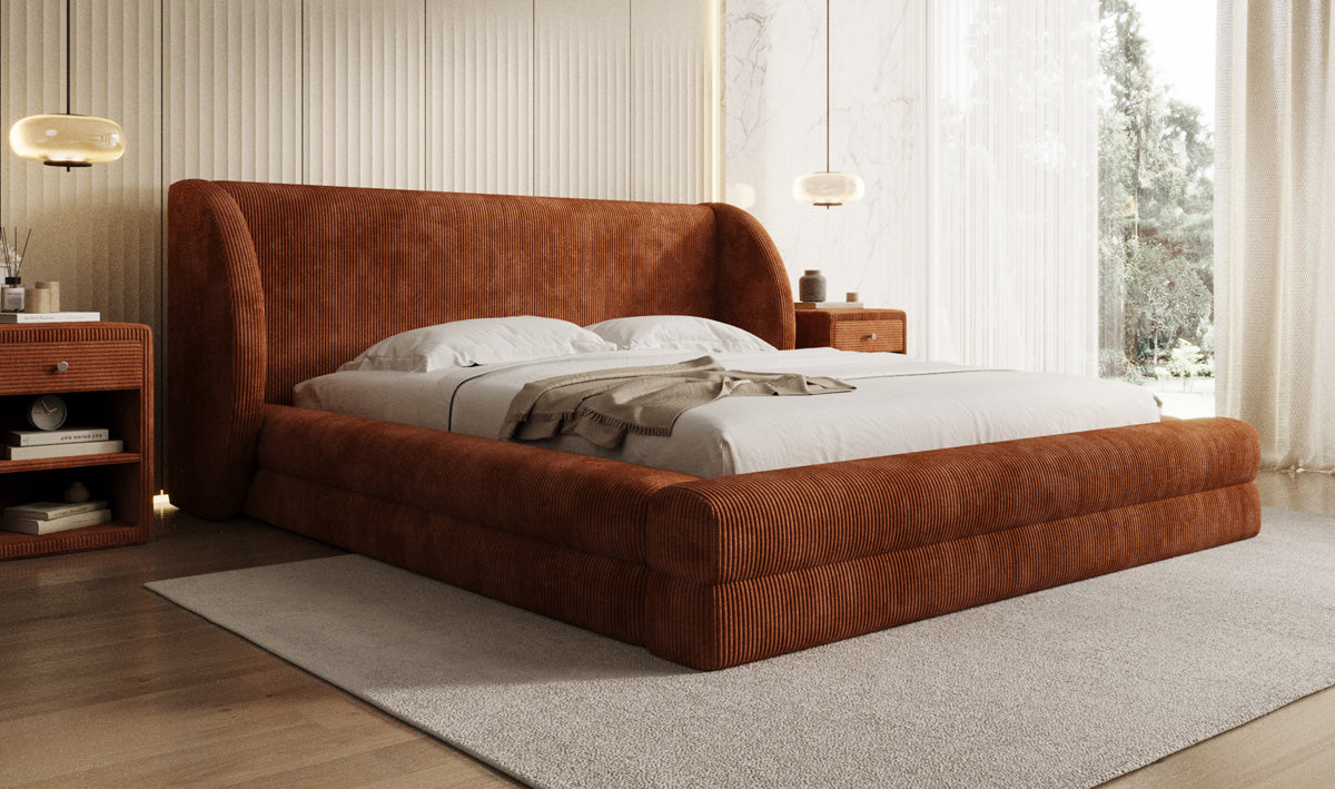 Designer Upholstered Bed Liv Corduroy with Storage